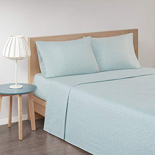 Sleep Philosophy True North Cozy Flannel Warm 100% Cotton Sheet - Novelty Print Animals Stars Cute Ultra Soft Cold Weather Bedding Set, King, Aqua Dots 4 Piece #TOP1