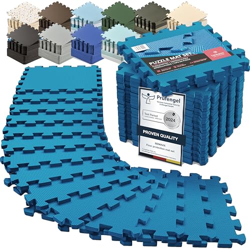 bemaxx Gym Mats Set - 18 pcs EVA Interlocking Foam Floor Tiles (12.6'x12.6'x0.4') 18sqft Protective...