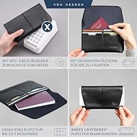 VON HEESEN Leder Reisepasshülle mit RFID-Schutz - Passport-Hülle aus echtem Leder - Reisepass-Organizer für stilbewusste Herren & Damen in Carbon Schwarz – Ansicht 2