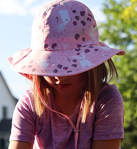 Image of icolor Kids Sun Hat UPF50+ Sun Protection Bucket Hat Toddler Summer Beach Play Hats with Neck Flap for Girl Boy Ages 3~10