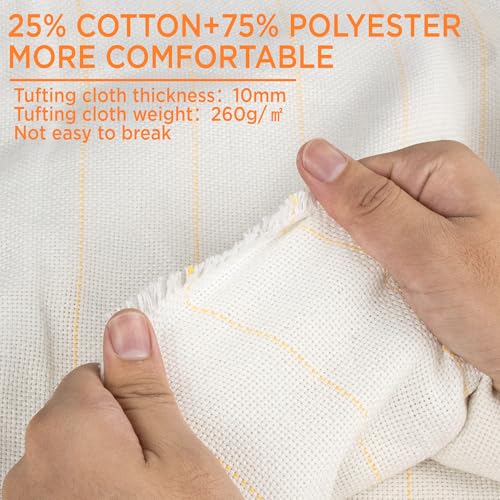 Image of 80 inch x 80 inch Large Tufting Cloth for Tufting Gun, Primary Tufting Cloth with Marked Lines, Durable Monks Cloth for Punch Needle, Edges Sewn for DIY Crafts