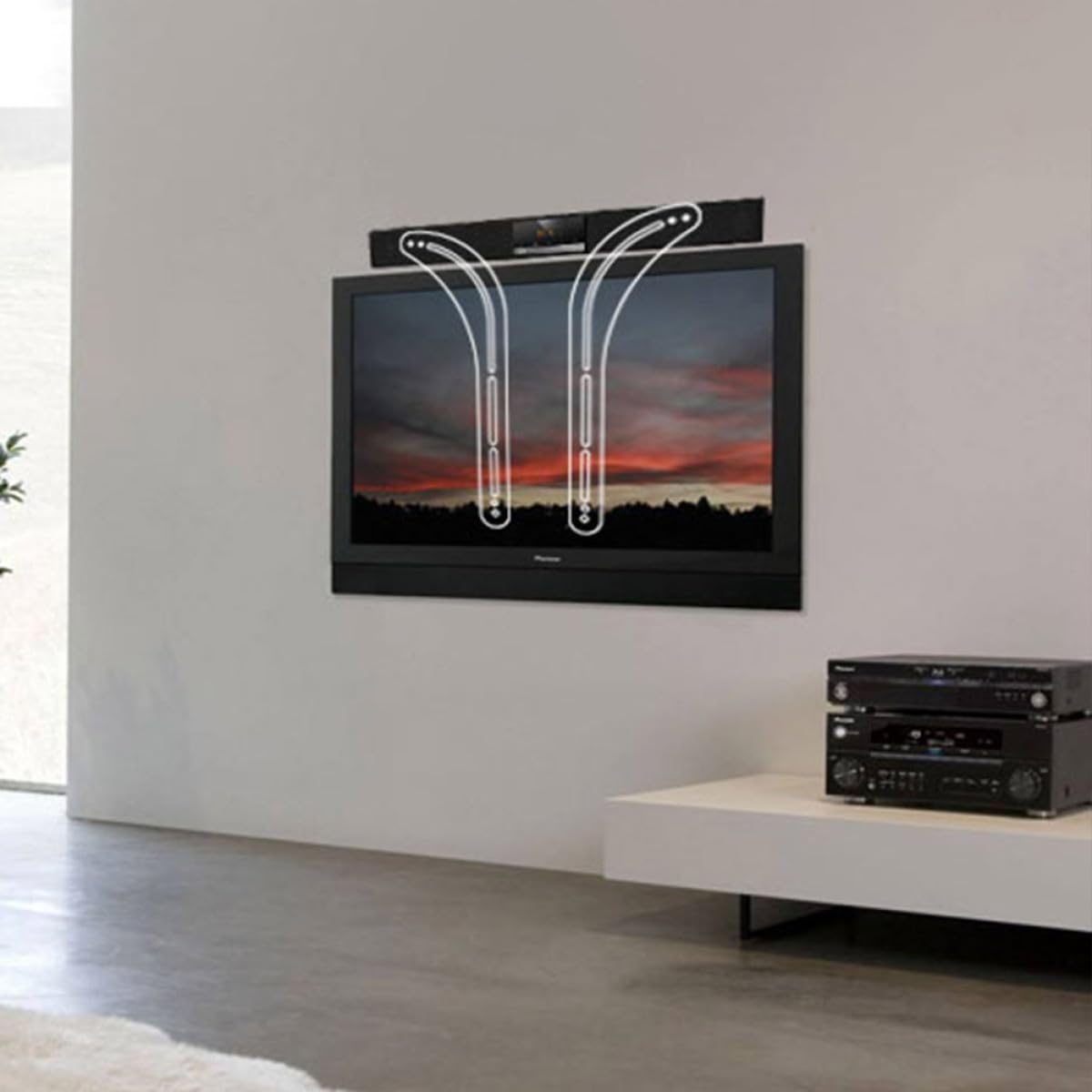 DOITOOL Support Mural pour Barre de Son et Écran 2 Pièces en Fer Charge Maximale 15 Kg Fixation sans Perçage