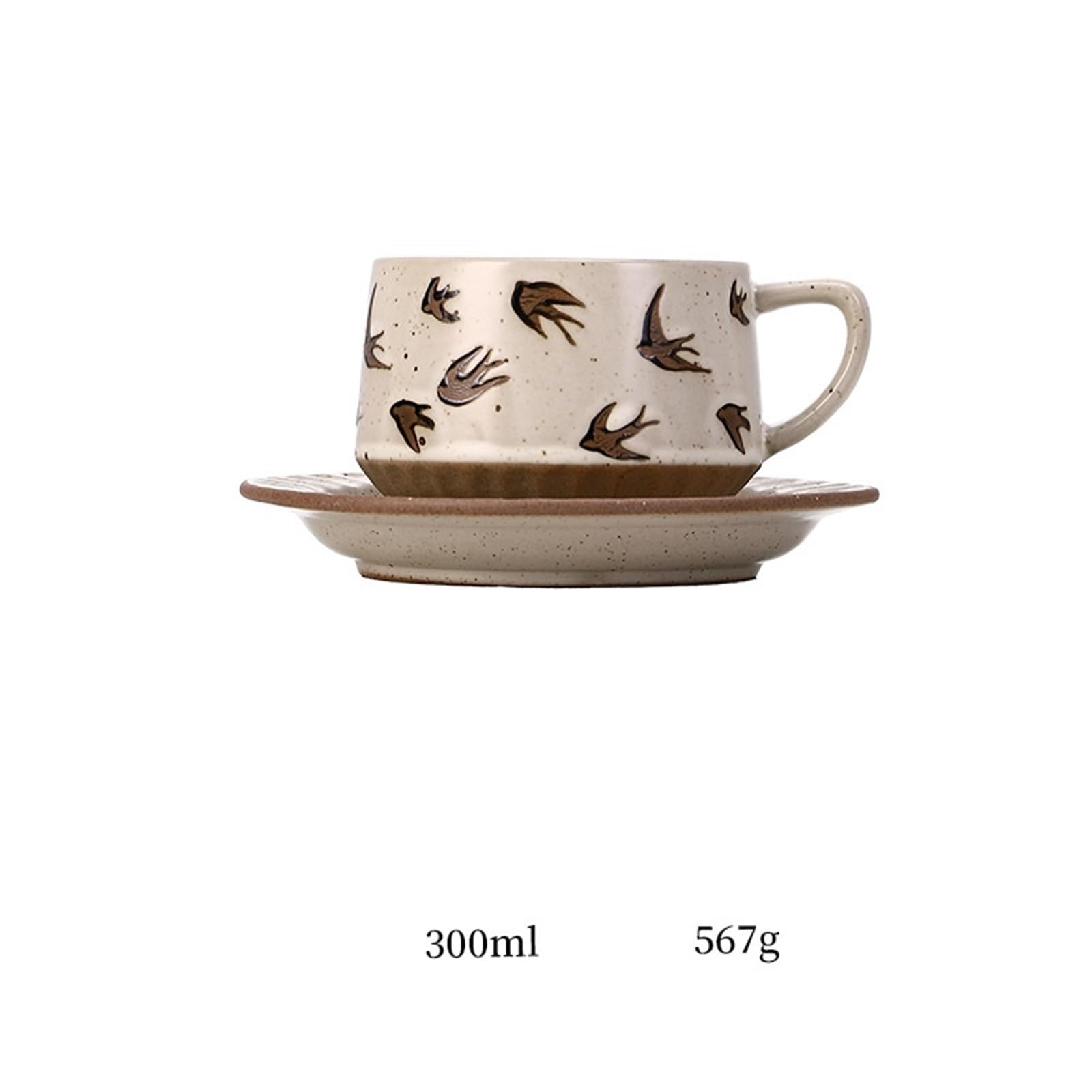 Taza Juego de taza café/té cerámica vintage con platillo 300 ml Oficina