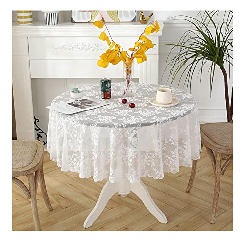 FANIVIN Mantel Redondo de Encaje Decoracion de Mesa Estilo Retro Nórdico Blanco A Redondo 150cm de diámetro Cover