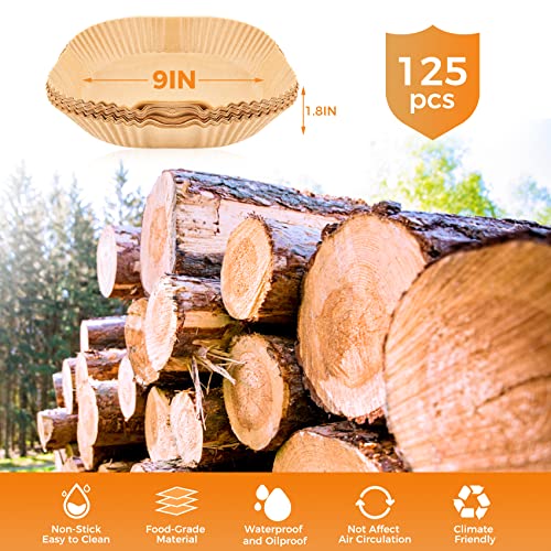 Vailnd 9inch Square Air Fryer Disposable Paper Liners, 125PCS Non-Stick Food Grade Parchment Liner, Oil Resistant, Waterproof, Food Grade Baking Paper for 8-12 QTMicrowave