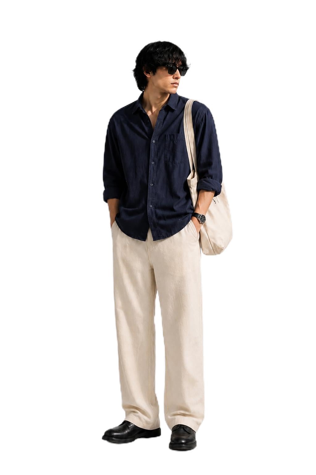 Men's Cotton Linen Blend Straight Fit Trouser | Drawstring Waist | Breathable Fabric | Side Pockets | Soft Touch | Casual Lounge Wear | Pack of 1-picture-25