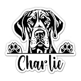 Great Dane Sticker - Custom Dog Name Vinyl Sticker - Personalized for Car Water Bottle Laptop - Custom Size