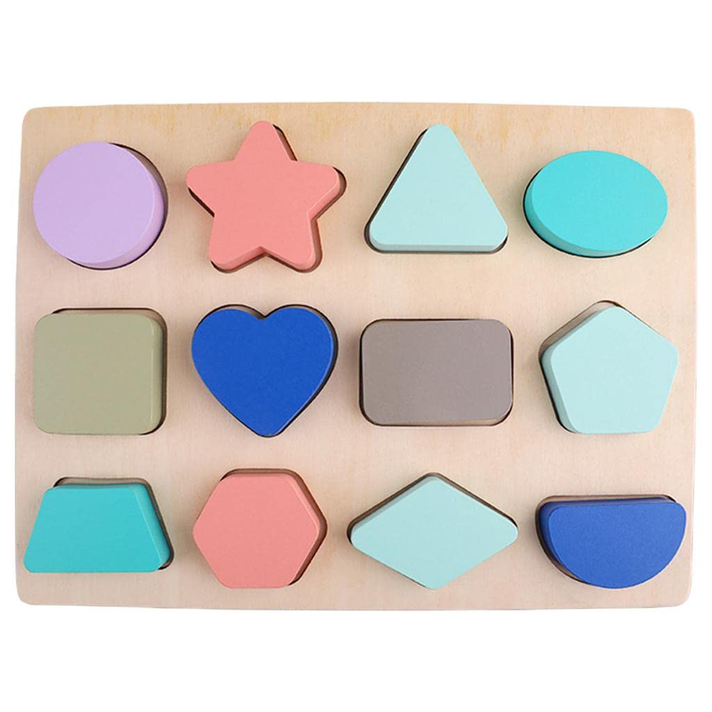 Puzzle Juego Educativo Tablero de Madera Bloques Apilables para Desarrollo Niños Bebés Motricidad Fina Coordinación Mano Ojo Apre, Shape