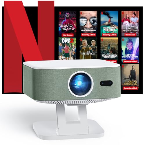 Image of Smart Outdoor Projector: NICPOW 4K Projector with Wifi and Bluetooth, Built-in Apps, Auto Focus & Keystone, Green