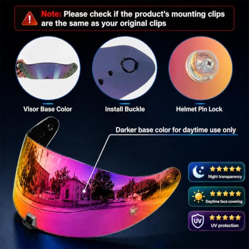 Image of PSLER Helmet Visor for T520 ST1400 R1 - T520 ST1400 R1 Face Shield Helmet Visor Helmet Accessories,Deep Rose Red