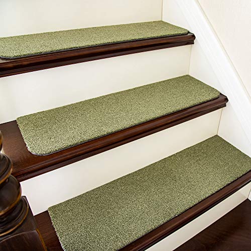 COSY HOMEER Stair Treads Non-Slip Carpet Mat 28inX9in Indoor Stair Runners for Wooden Steps, Stair Rugs for Kids and Dogs, 100% Polyester TPE Backing 4pcs,Beige,Protect Floor 4pc Beige