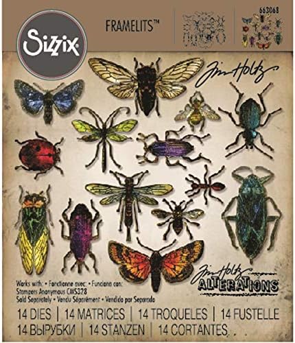 Miniatura 4 de Sizzix Framelits - Juego de troqueles para entomología de Tim Holtz (paquete de 14), multicolor