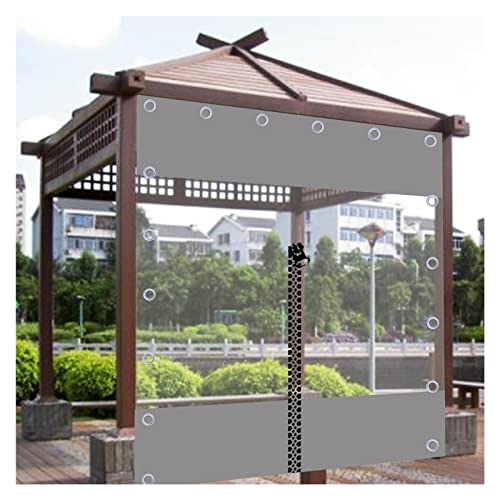 BUJNIE Copertura Laterale per Pergola Telone Tettoia per Carport, Padiglioni, Magazzino, Tenda Divisoria, Telo Impermeabile Esterno con Cerniera, Ganci (5.25x8.2ft/1.6x2.5m)