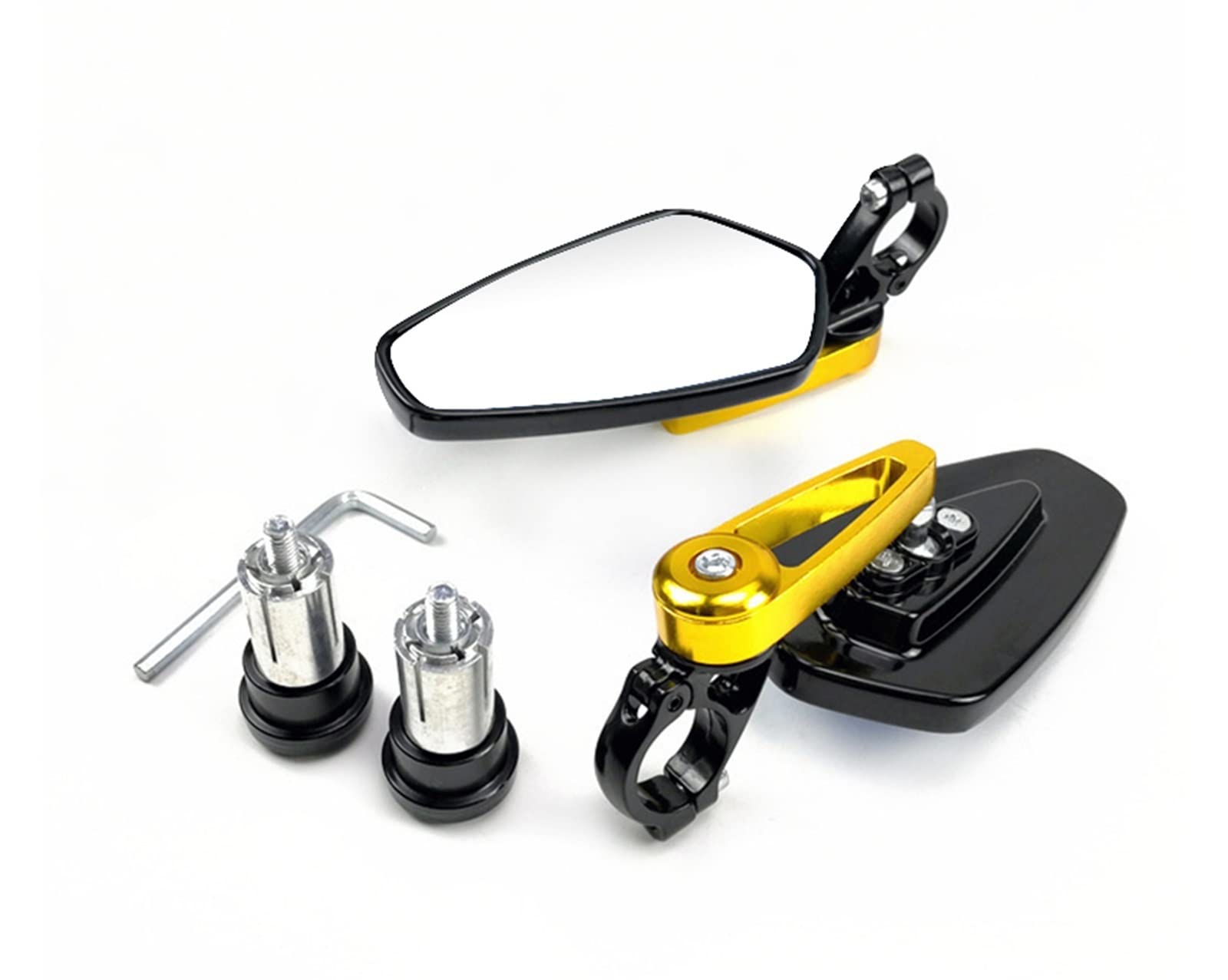 Rétroviseurs Moto 2 Pièces Moto Aluminium 7/8 "22mm Barre Fin Côté Rétroviseur Universel Moto Vélo Guidon Rétroviseurs Universels Rétroviseurs Latéraux de Moto(Gold)