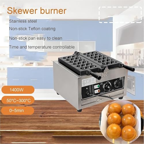 Máquina para Hacer brochetas de gofres, máquina eléctrica para Hacer Bolas de gofres de Burbujas, Uso Comercial, Control de Temperatura de 50 a 300 ℃, Calentamiento por Ambos Lados,
