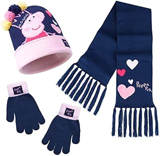 Peppa Pig Beanie Hat Scarf and Gloves Set Kids, Gifts for Girls