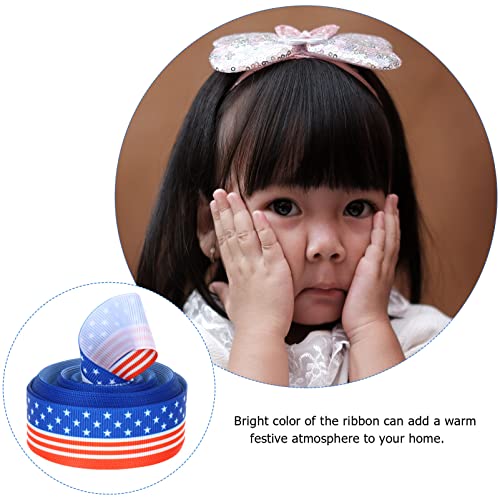 VALICLUD 1 Roll USA Flag Ribbon Fabric Gift Wrapping Ribbon Patriotic Independent Day Crafts Ribbon for DIY Wreath Bows Trims Hair Accessories 2. 2cm Width - Image 3