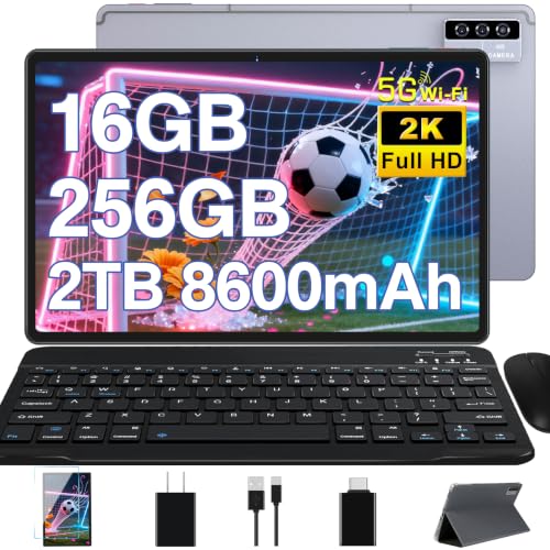 Image of Oangcc 11 Inch Android 13 Tablet, 16GB RAM+256GB ROM+2TB Expand, Octa-Core Tablets with Keyboard & Mouse, 8600mAh, 2K Display 2000x1200, Quad Speakers, 13MP Triple Camera, Split Screen, GPS (Gray)