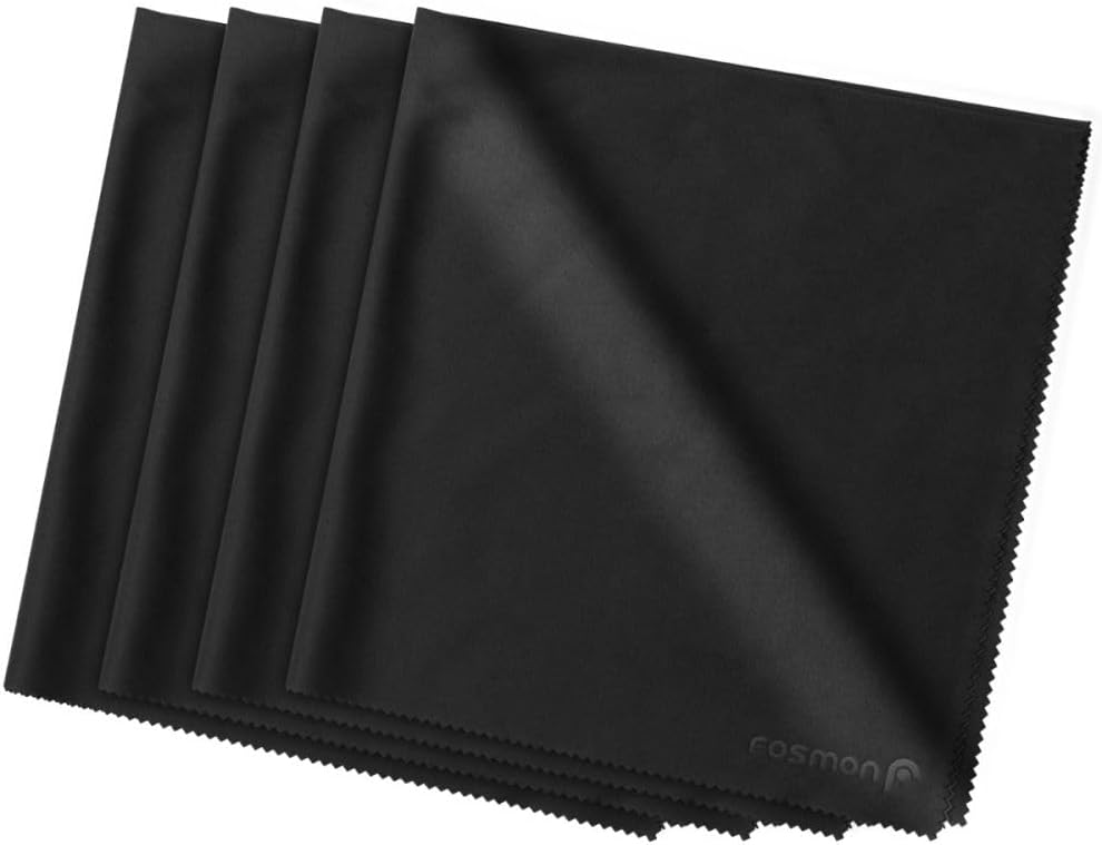 Fosmon Microfiber Cleaning Cloths (4 Pack), 16 x 16 inch Extra Large Dust Rag Towels for LCD Screen, Digital Video Camera Lens, Laptop, HDTV, PC, Monitor Screen, Smartphones, Tablet, and More