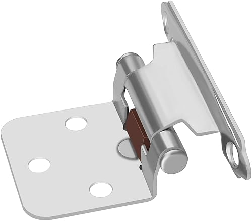 Miniatura 8 de Goldenwarm Bisagras superpuestas para puerta de gabinete de 50 unidades (25 pares), herrajes de cocina negros, montaje frontal, cierre automático