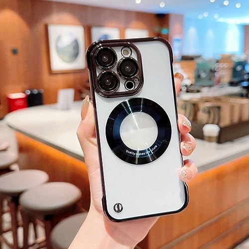 Coque transparente pour iPhone 13 Pro avec pare-chocs noir plaqué au design magnétique épuré