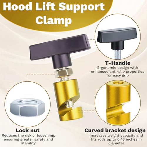 Image of ecocstm 2 PCS Car Hood Prop Struts Clamp, Hood Strut Clamp, Car Hood Holder
