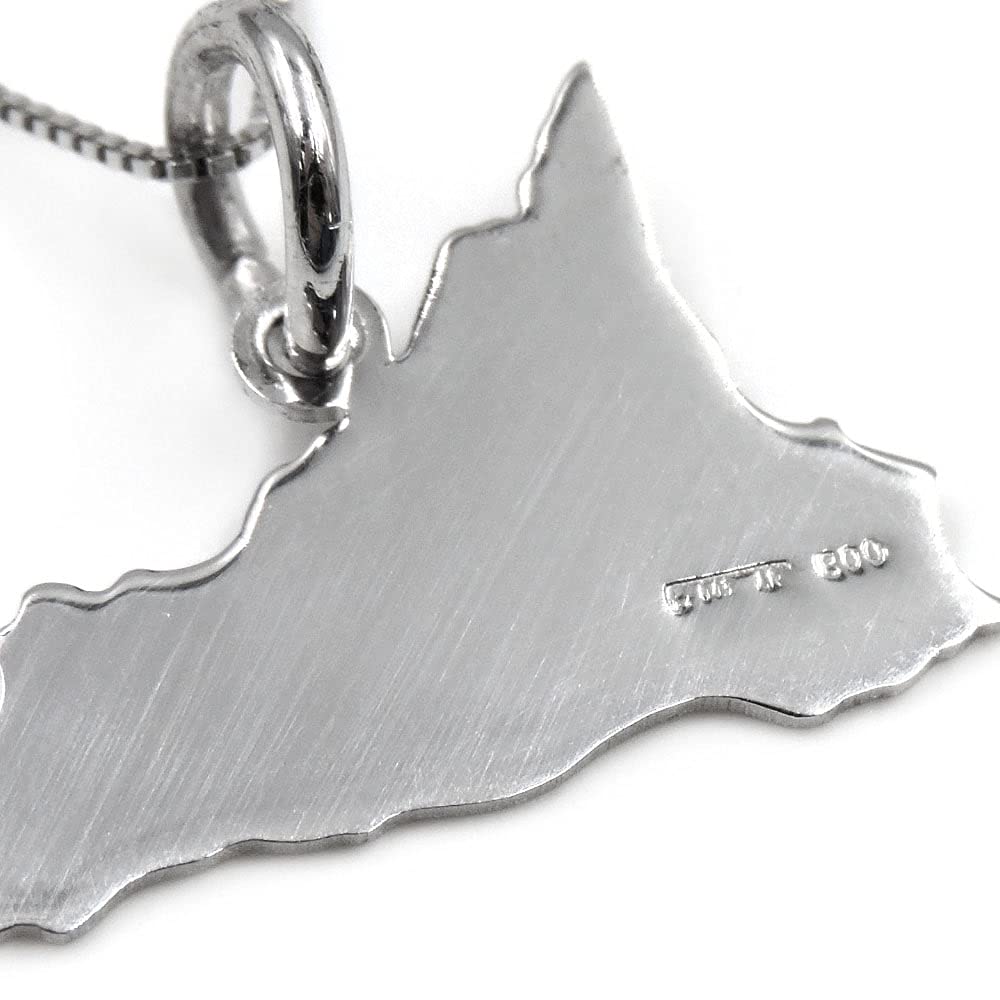 Collana con Ciondolo Sicilia in Argento, Incisione Personalizzata Inclusa