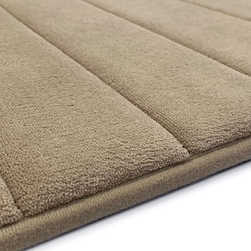 Microdry Quick Dry Memory Foam Bath Mat For Bathroom, Coretex Bathroom Rugs With Griptex Skid-Resistant Base, Ultra Absorbent Bath Mat, Fade & Pilling Resistant, 24X58, Runner, Linen #TOP5