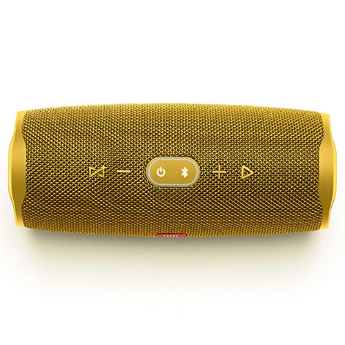 Image of JBL Charge 4, Wireless Portable Bluetooth Speaker, Signature Sound with Powerful Bass Radiator, 7500mAh Built-in Powerbank, Connect+, IPX7 Waterproof, AUX & Type C (Without Mic, Yellow)