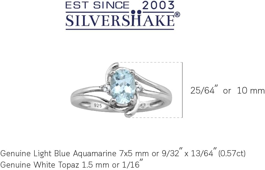 Silvershake 7x5MM Oval Shape Genuine Gemstone 925 Sterling Silver Engagement Wedding Anniversary Ring - Image 3