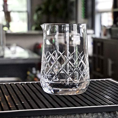 Highball & Chaser Lead Free Crystal Cocktail Mixing Glass. Beautiful 750ml (25oz) Seamless Weighted Bottom Diamond Cut Yarai Style Drink Maker