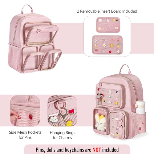 Image of Ita Bag Pin Display Backpack with Insert, Aesthetic Laptop Backpack | Ita Backpack with 3 Clear-Window Pockets, Laptop Sleeve, Kawaii Backpack for Cosplay & Concert(Pins NOT Included)