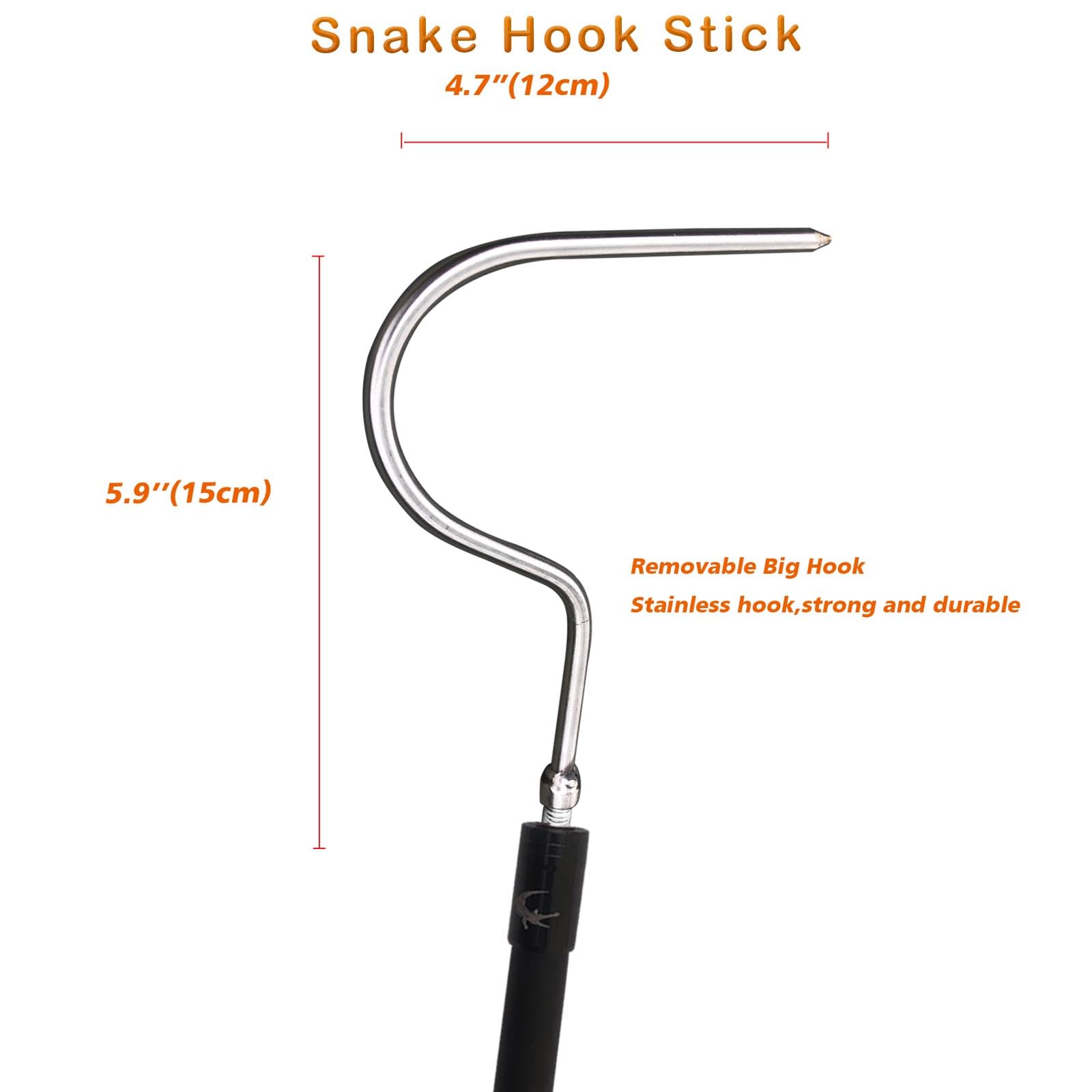 SYFRLLC High-Carbon Snake Hook Reptile Stick Tongs Grabber Pick-up Handling Tools for Catching Controlling or Moving Snakes 49in - Image 4