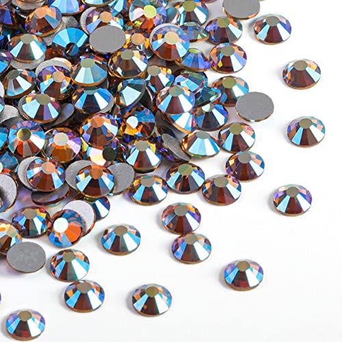 Image of Beadsland 576pcs Flat Back Crystal Rhinestones Round Gems for Nail Art and Craft Glue Fix, Lt.Colorado Topaz AB, SS30,6.3-6.5mm