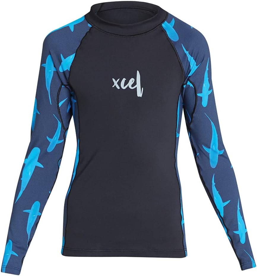 XCEL Girls Water Inspired Premium Stretch Long Sleeve Performance Fit UV Rashguard - Galapasgos | 10