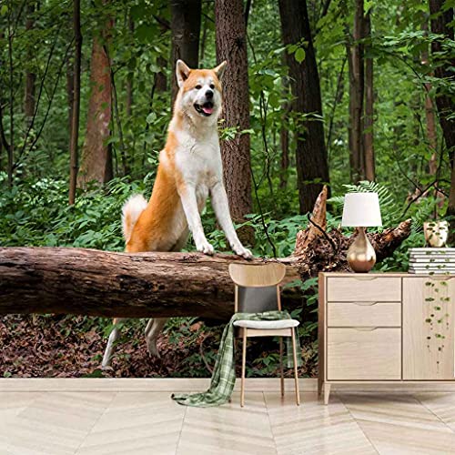Papier peint moderne 3D chien animal forêt salon - 2