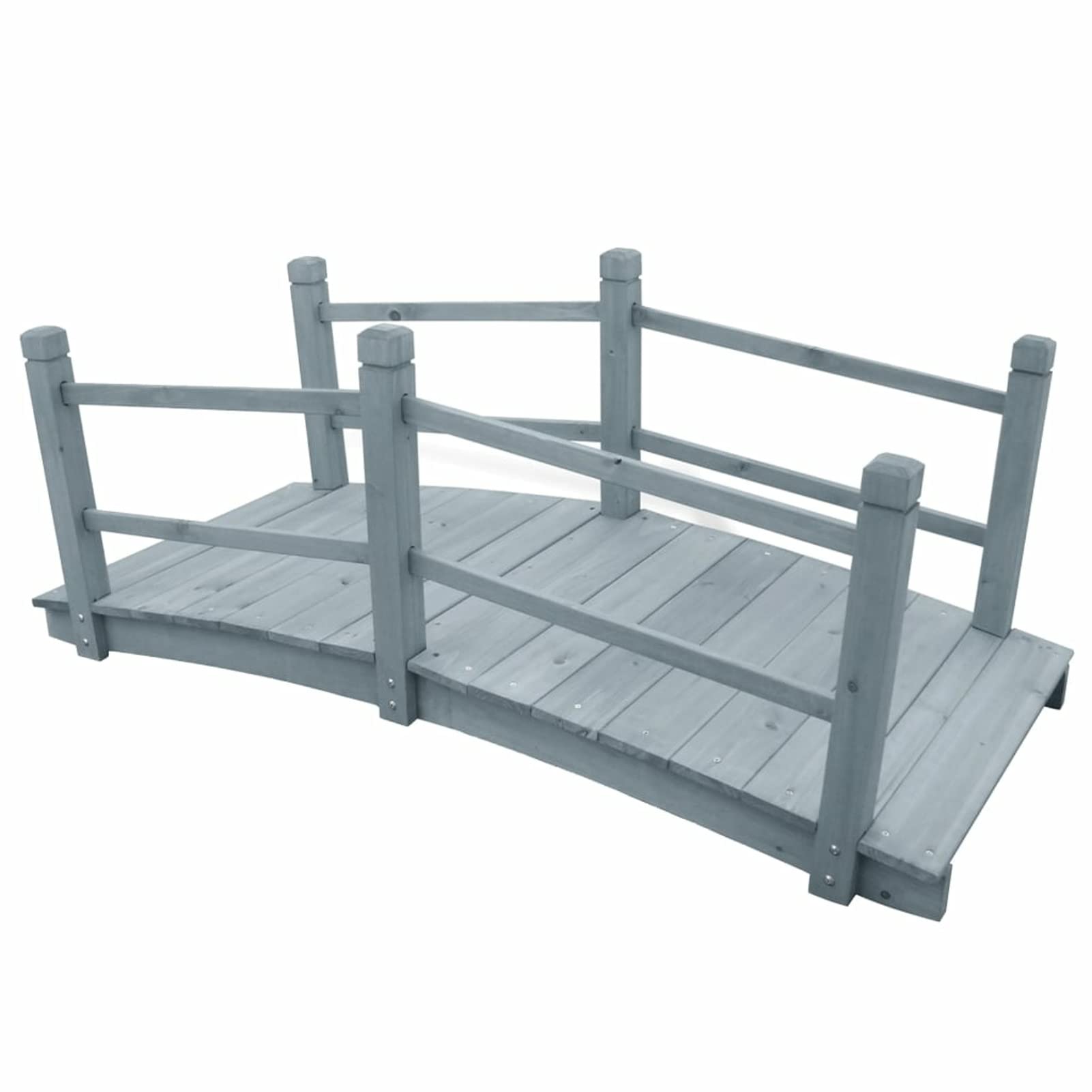 Gartenbrücke, Teich Deko, Deko Garten, Teichbrücke, Garden Bridges, Gartendekoration Groß, Grau 140x60x56 cm Massivholz Tanne