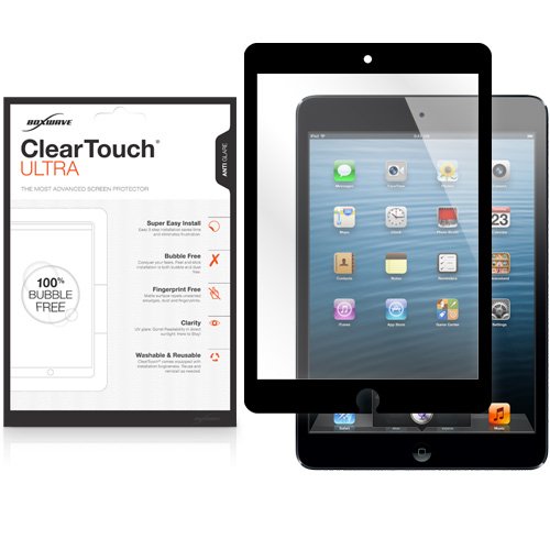 BoxWave Screen Protector Compatible with iPad Mini with Retina Display - ClearTouch Ultra Anti-Glare, Bubble Free Screen Guard w/Colored Border - Black