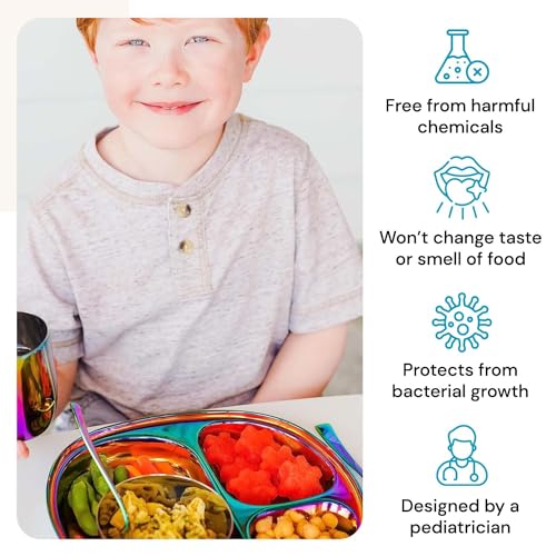 Ahimsa-Stainless-Steel-Dinnerware-Set-9-Piece-Dine-Develop-Set-Pediatrician-Designed-Toddler-Dinner-Set-100-BPA-Free-Dishwasher-Safe-Kids-Stainless-Steel-Plates-and-Bowls-Rainbow
