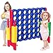 COSTWAY Jumbo 4-to-Score Giant Game Set, 4 in A Row for Kids and Adults, 3.5FT Tall Indoor & Outdoor Game Set with 42 Jumbo Rings & Quick-Release Slider, Perfect for Holiday Party & Family Game, Red
