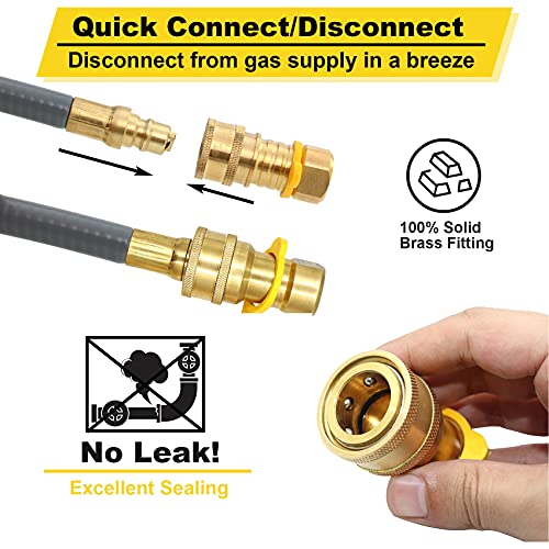 LONGADS 3/8 inch Natural Gas Hose with Quick Connect, Propane to Natural Gas Conversion Kit for Grill, Natural Gas Line Hose for Smoker, Patio Heater, Generator and Fire Pit - CSA Certified (12ft)