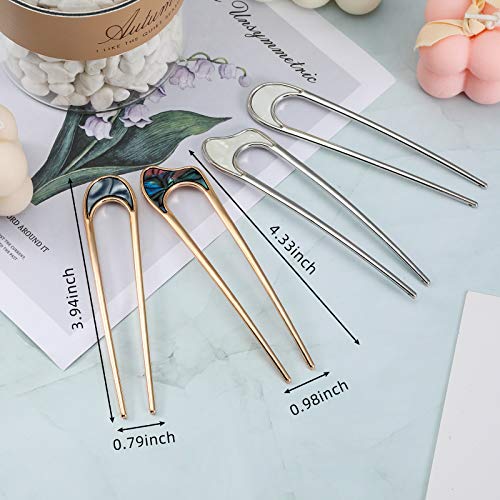 4 Pieces U Shaped Hair Pin Stick Vintage Metal Hair Pin Fork Sticks Hair Chignon Pins Elegant Hair Chopsticks U Shaped Headdress U Sticks Pins Hair Styling Accessory For Woman Girls (Gold And Silver) #TOP1