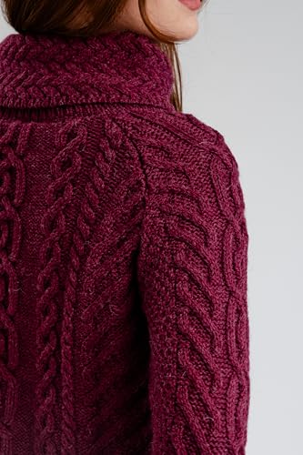 Image of SAOL Aran Irish Sweater for Women - Made of 100% Merino Wool - Ireland Fisherman Cable Knit Ladies Pullover
