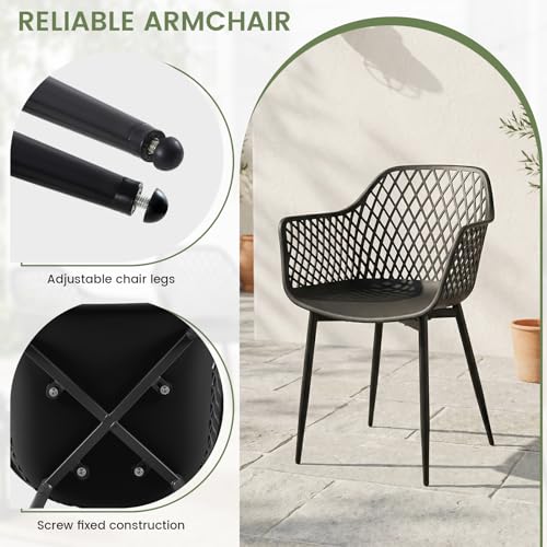 Lot 6 chaises jardin ajourées noir PP 120 kg buybyroom