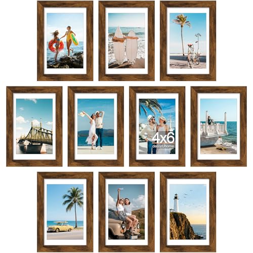 decorUhome 10 Pack 4x6 Picture Frame Collage Wall Decor with 3.5x5 Mat