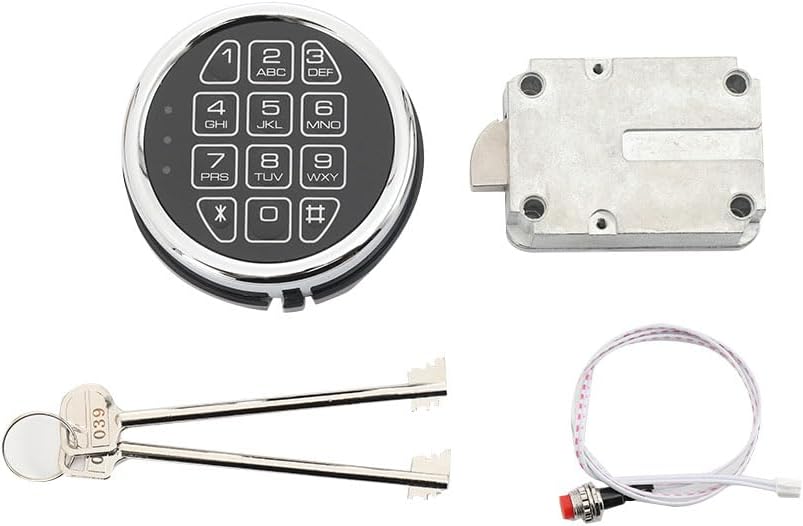 Chrome Digital Electronic Keypad Gun Safe Lock Replacement Solenoid Lock with 2 Override Key, Fits Most Basic and Medium Security Safes