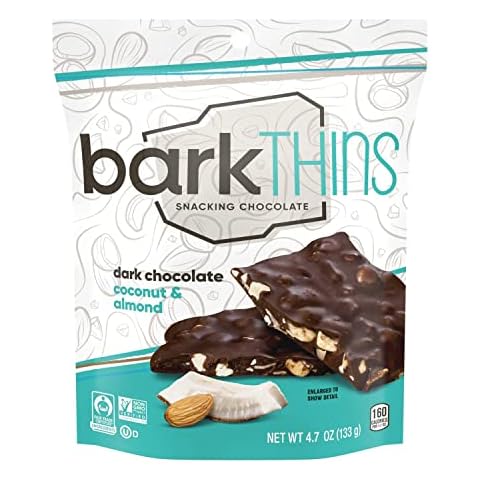 barkTHINS Dark Chocolate, Coconut and Almond Snacking Chocolate Bag, 4.7 oz Cover