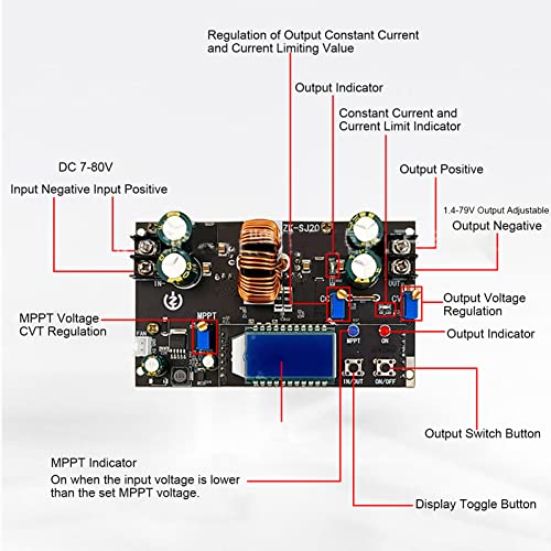 Module d'alimentation DC MPPT Boost 300W 20A avec courant réglable - 2