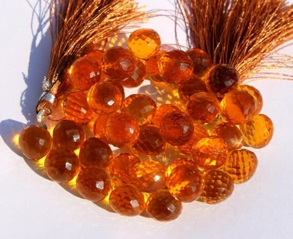 Citrine Quartz Onion Briolette perle facettée 10mm pour fil de création collier