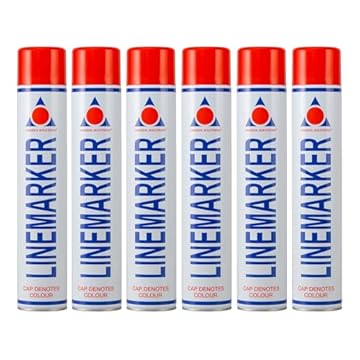 Aerosol Solutions Line Marker, Grass and Road Spray Paint, Red, 750 ml (Pack of 6)